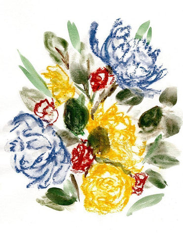 Chalky Blue And Yellow I White Modern Wood Framed Art Print with Double Matting by Chapman, Marcy