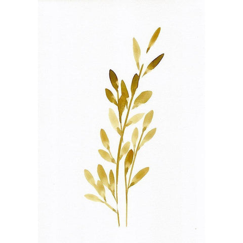 Pretty Golden Leaves Black Modern Wood Framed Art Print with Double Matting by Chapman, Marcy