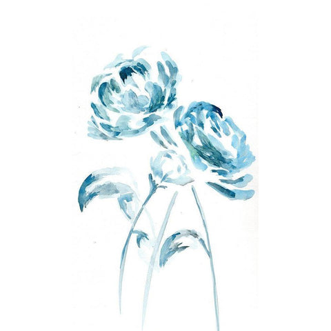 Blue Peonies I White Modern Wood Framed Art Print by Chapman, Marcy