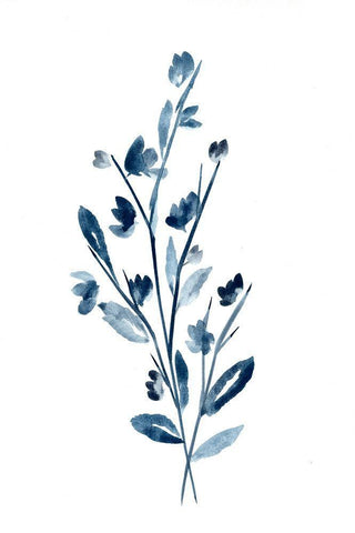 Farmhouse Blossom Branches blue White Modern Wood Framed Art Print with Double Matting by Chapman, Marcy