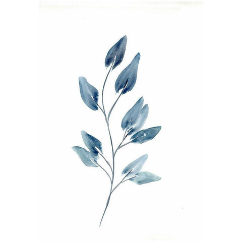 Farmhouse Leaves blue II Black Modern Wood Framed Art Print with Double Matting by Chapman, Marcy