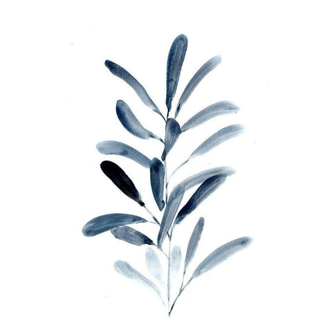 Farmhouse Leaves blue III Black Modern Wood Framed Art Print by Chapman, Marcy