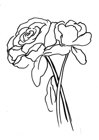 Hand Sketch Roses III Black Ornate Wood Framed Art Print with Double Matting by Chapman, Marcy