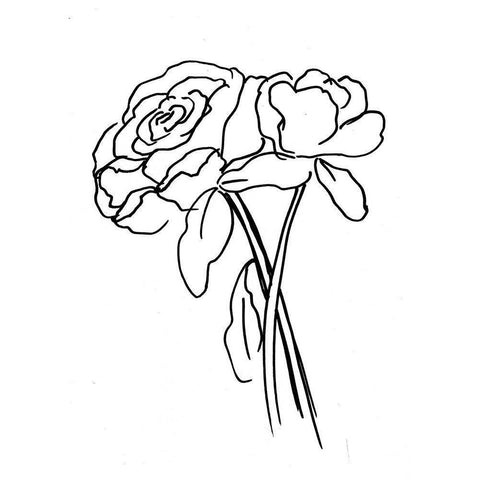 Hand Sketch Roses III White Modern Wood Framed Art Print by Chapman, Marcy