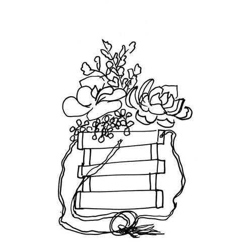 Hand Sketch Hanging Succulents black Black Modern Wood Framed Art Print by Chapman, Marcy