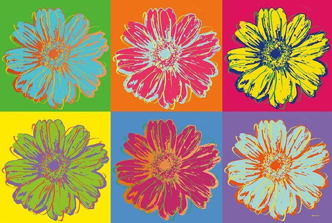 Flower Pop Art mosaic White Modern Wood Framed Art Print with Double Matting by Cusson, Marie Elaine