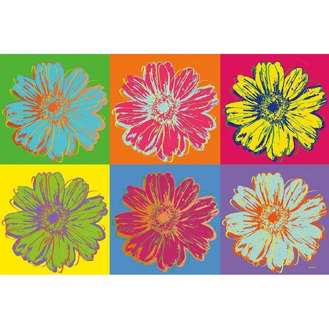 Flower Pop Art mosaic Black Modern Wood Framed Art Print by Cusson, Marie Elaine