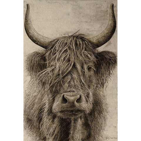 Highland rustic portrait Black Modern Wood Framed Art Print with Double Matting by Cusson, Marie Elaine