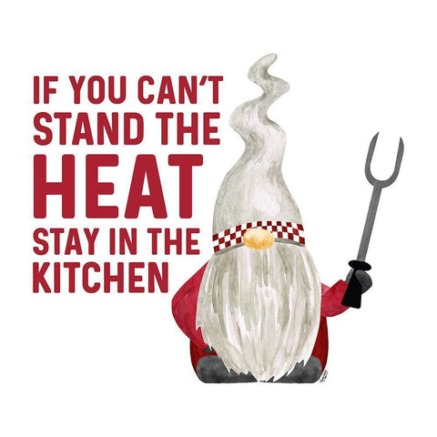 Gnome Grill Masters sentiment IV-Stay in the Kitchen White Modern Wood Framed Art Print with Double Matting by Reed, Tara