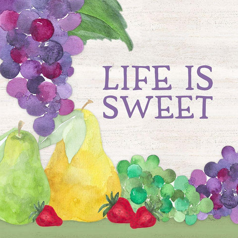 Life is Sweet sentiment III-Life White Modern Wood Framed Art Print with Double Matting by Reed, Tara