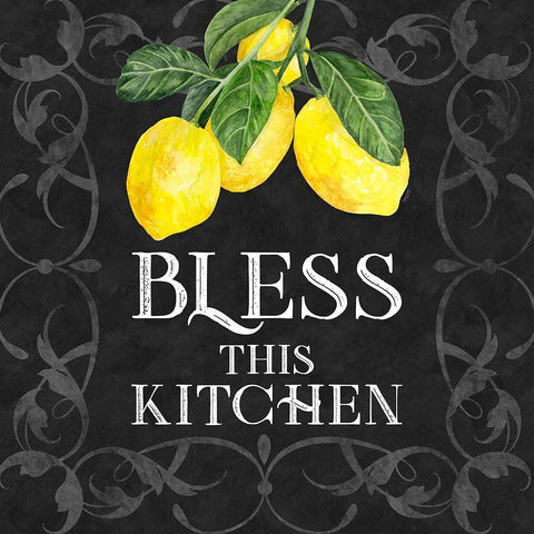 Live with Zest sentiment I-Bless this Kitchen Gold Ornate Wood Framed Art Print with Double Matting by Reed, Tara