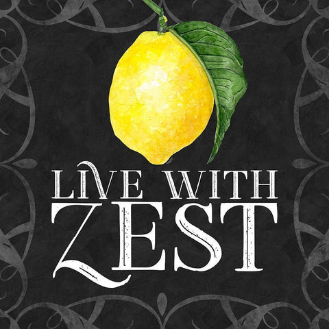 Live with Zest sentiment III-Live with Zest Black Modern Wood Framed Art Print with Double Matting by Reed, Tara