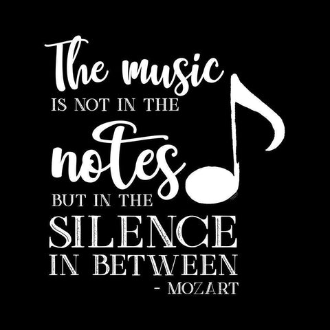 Moved by Music black II-Mozart White Modern Wood Framed Art Print with Double Matting by Reed, Tara