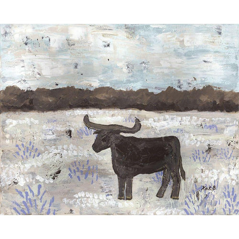 Longhorn  Field Black Modern Wood Framed Art Print with Double Matting by Bryan, Kathleen