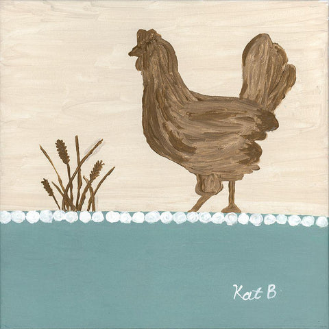 Out  to Pasture I-Brown Chicken Black Modern Wood Framed Art Print with Double Matting by Bryan, Kathleen