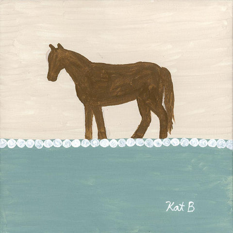 Out  to Pasture II-Brown Horse White Modern Wood Framed Art Print by Bryan, Kathleen