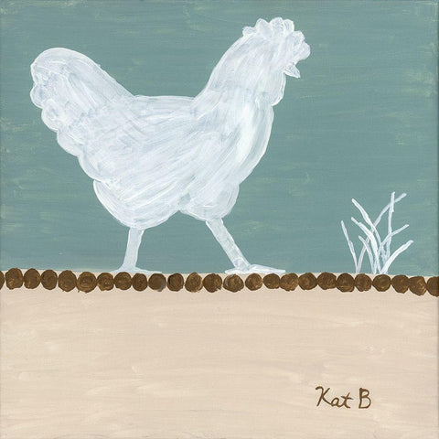 Out  to Pasture IV-White Chicken Black Ornate Wood Framed Art Print with Double Matting by Bryan, Kathleen
