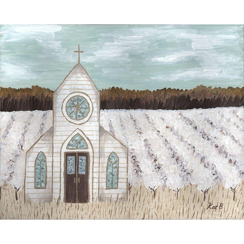 Farm  Sketch Church landscape Black Modern Wood Framed Art Print with Double Matting by Bryan, Kathleen