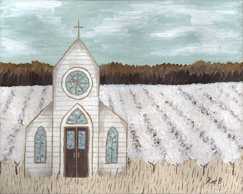 Farm  Sketch Church landscape Black Ornate Wood Framed Art Print with Double Matting by Bryan, Kathleen