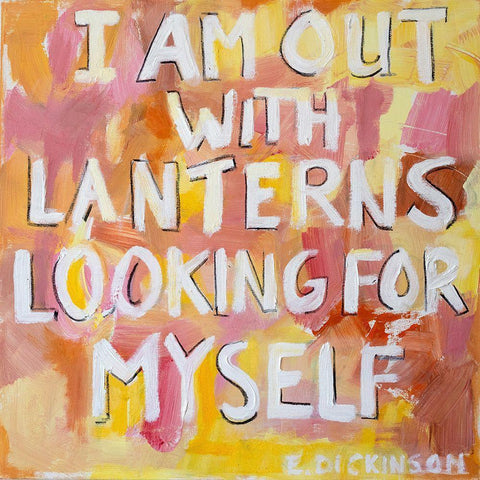 Out  with Lanterns Black Modern Wood Framed Art Print with Double Matting by Marie, Susanne