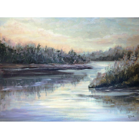 Silver Waters landscape Gold Ornate Wood Framed Art Print with Double Matting by Tre Sorelle Studios