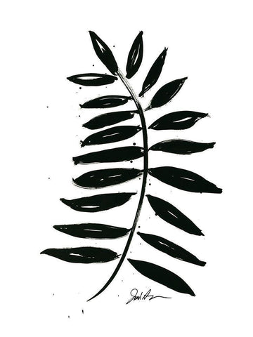 Inked Leaves II White Modern Wood Framed Art Print with Double Matting by Augustine, Jodi