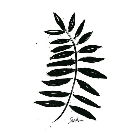 Inked Leaves II Black Modern Wood Framed Art Print by Augustine, Jodi