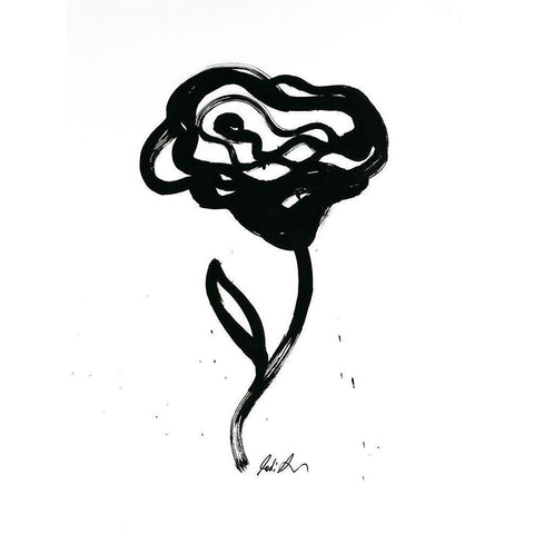 Inked Florals IV Black Modern Wood Framed Art Print by Augustine, Jodi