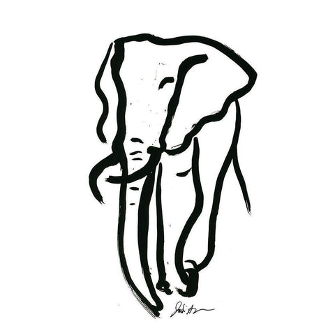 Inked Safari II-Elephant Black Modern Wood Framed Art Print with Double Matting by Augustine, Jodi