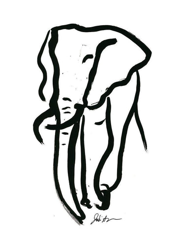 Inked Safari II-Elephant White Modern Wood Framed Art Print with Double Matting by Augustine, Jodi