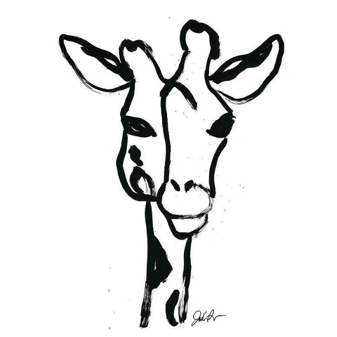 Inked Safari III-Giraffe 1 Black Modern Wood Framed Art Print by Augustine, Jodi