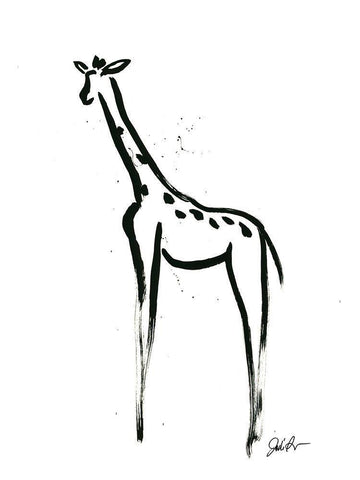 Inked Safari IV-Giraffe 2 Black Ornate Wood Framed Art Print with Double Matting by Augustine, Jodi