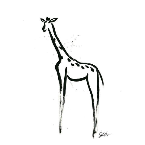Inked Safari IV-Giraffe 2 Black Modern Wood Framed Art Print with Double Matting by Augustine, Jodi
