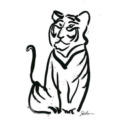 Inked Safari V-Tiger Gold Ornate Wood Framed Art Print with Double Matting by Augustine, Jodi