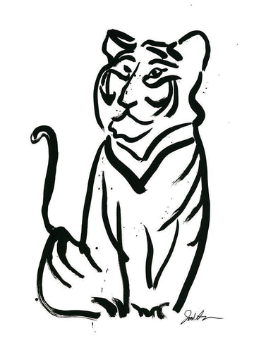 Inked Safari V-Tiger Black Ornate Wood Framed Art Print with Double Matting by Augustine, Jodi