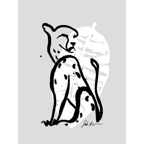 Inked Safari Leaves I-Cheetah White Modern Wood Framed Art Print by Augustine, Jodi