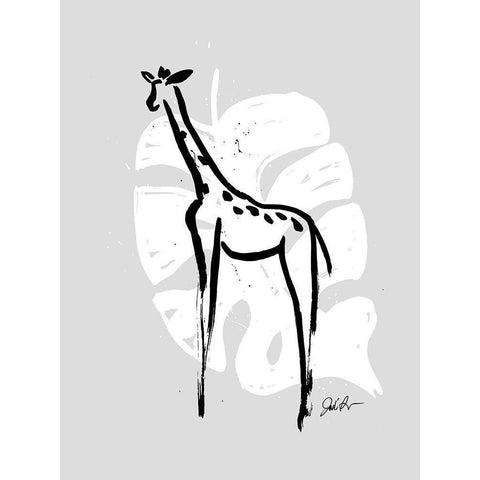 Inked Safari Leaves IV-Giraffe 2 White Modern Wood Framed Art Print by Augustine, Jodi