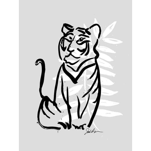 Inked Safari Leaves V-Tiger Black Modern Wood Framed Art Print by Augustine, Jodi