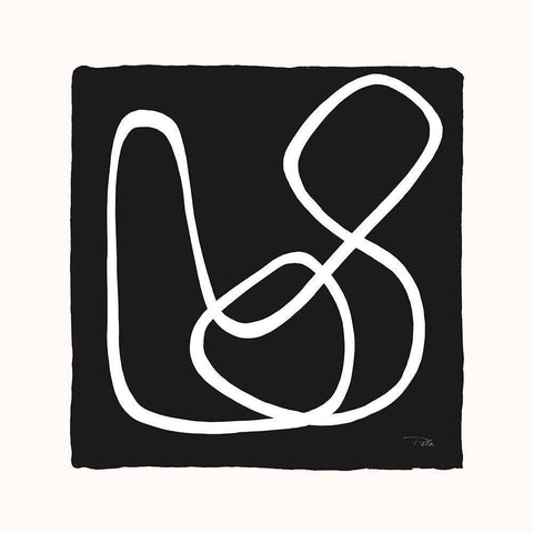 Lines And Curves on black II Black Modern Wood Framed Art Print with Double Matting by Pela