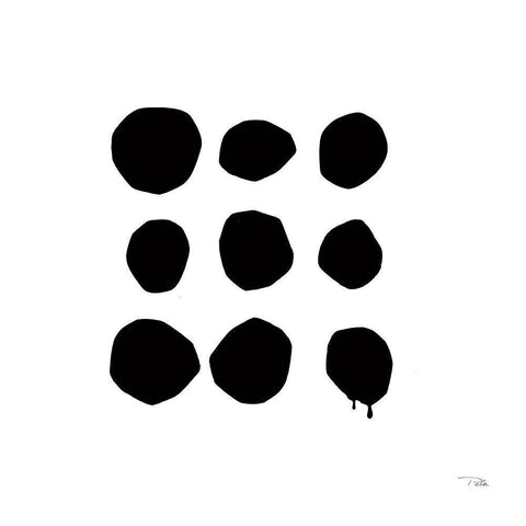 Simple Dots II Black Modern Wood Framed Art Print by Pela