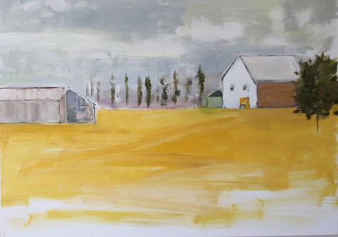 Harvest Views White Modern Wood Framed Art Print with Double Matting by Marie, Susanne