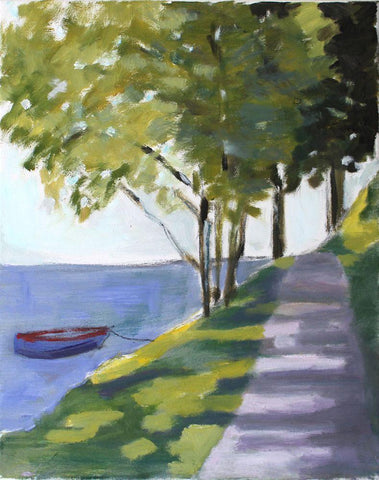 Summers Day White Modern Wood Framed Art Print with Double Matting by Marie, Susanne