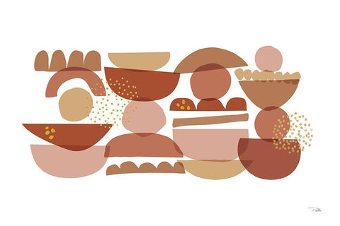 Crowded Forms blush I Black Ornate Wood Framed Art Print with Double Matting by Pela