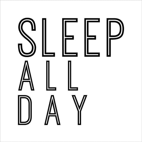 In Black And White Sentiment I-Sleep White Modern Wood Framed Art Print with Double Matting by JC Designs