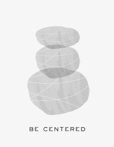 Zen Vibes I-Be Centered White Modern Wood Framed Art Print with Double Matting by HM Design