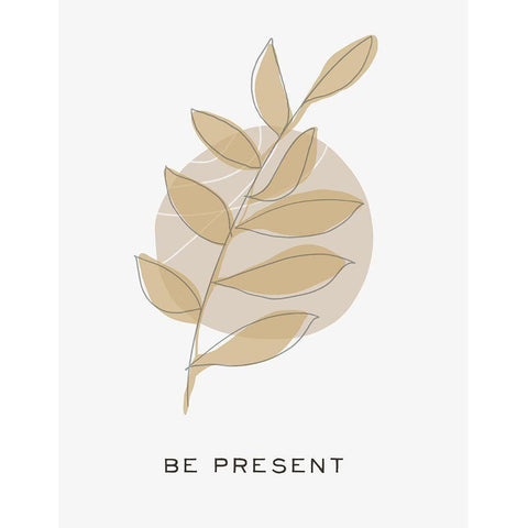 Zen Vibes II-Be Present Gold Ornate Wood Framed Art Print with Double Matting by HM Design