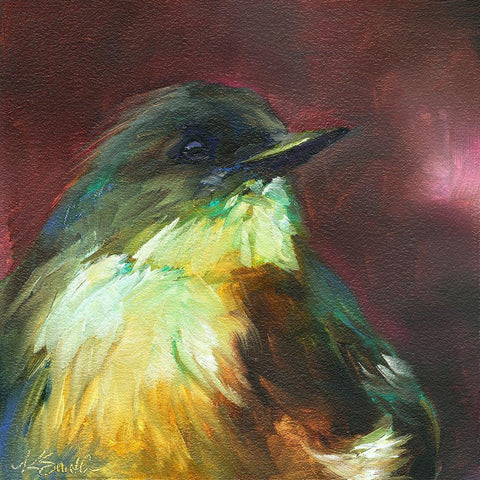 Field Birds I White Modern Wood Framed Art Print with Double Matting by Smith, Kim