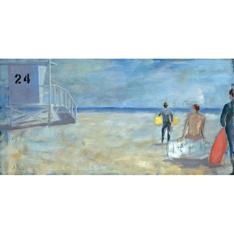 Waiting for a Set Black Modern Wood Framed Art Print with Double Matting by Marie, Susanne