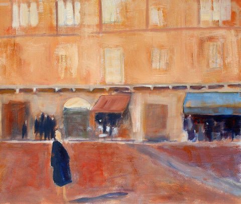 Alone in the Piazza White Modern Wood Framed Art Print with Double Matting by Marie, Susanne