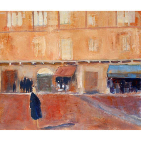 Alone in the Piazza Black Modern Wood Framed Art Print with Double Matting by Marie, Susanne